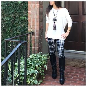 Plaid brushed soft leggings